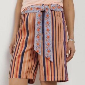 Soft Surroundings Summer Breeze Stripe Linen Shorts Peach Size Large 14-16